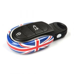 Housse de clé de Voiture Coque de clé Porte-clés Compatible avec Mini Cooper Après 2014 Troisième Génération Série F F54 F55 F56 F57 F60 PJ01 (Coque de clé Type A, Union Jack Rouge) (dsmq2023, neuf)
