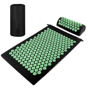 Magrimaxio Tapis Acupression, Coussin d'Acupression avec Oreiller Champ de Fleurs et Sac de Transport, Tapis de Massage pour Soulage Douleurs, Relaxation Musculaire, Favorise la Circulation (Vert) (SUNPOR JESHUA BEST S.R.L., neuf)