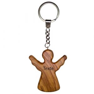 Kassis Ange Gardien Porte-Bonheur en Bois d’Olivier – Figurine d’Ange Faite Main, décoration de Noël, Cadeau pour Naissance, baptême, Communion, Confirmation ou Anniversaire – Porte-clés avec Gravure (Kassis Gifts, neuf)