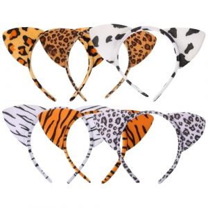 Beaupretty Bandeau oreilles de chat, cerceaux de cheveux grain de léopard en peluche chat accessoires de cheveux tête de tigre oreille pour le costume de fête, 6pcs (lorianca, neuf)