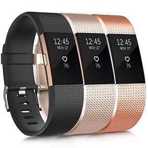 Oumida Bracelet Compatible pour Fitbit Charge 2, Bracelet de Montre pour Homme Femme Bracelet de Sport Silicone Réglable pour Fitbit Charge 2 Grand Petit (sans Montre) (S, 3PACK1) (GuangYingXC, neuf)