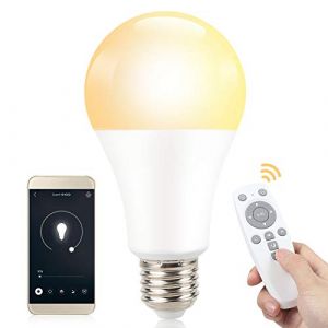 SINJIAlight Ampoule LED 14 W (&eacute;quivalent &agrave; 100 W) E27 Ampoule LED intelligente dimmable, blanc froid, jaune chaud, blanc moyen, contr&ocirc;lable via application, avec t&eacute;l&eacute;commande (XINJIA Lighting, neuf)