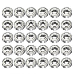 Saipor 30 Pièces 608ZZ Roulements à Billes Acier Carbone 608 ZZ Billes Roulements Double Blindage Miniature Deep Groove Ball Bearings pour Roller, Skateboard, Longboard, Waveboard (8 x 22 x 7mm) (saipor, neuf)