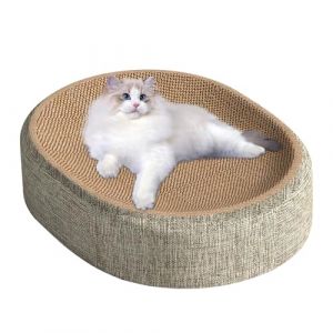 Griffoir Ovale en Sisal, Griffoir pour Chat, Planche À Gratter Chat, 2 en 1 Griffoirs en Sisal Lit Ovale | Grattoir Rond | Bol De Salon | Lit Canapé pour Dormir en Intérieur (hupengfeI, neuf)