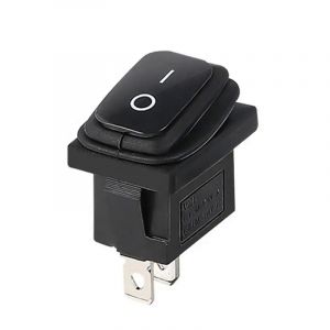 Mini interrupteur à bascule étanche IP65 250 V 6 A, 125 V 10 A AC, KCD1 (6 V 9 V 12 V 24 V 125 V CA/DC), noir, rectangulaire 19 x 13 mm, 2 pôles, marche/arrêt (MixWare MegaShop, neuf)