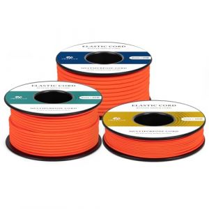 Abma Cord Fils Elastique 3mm x 10m Cordon Elastique Rond Corde Elastique Sandow Elastique Ficelle pour Bracelet, Masques, Collier, Bijoux, Chapeau, Camping - Orange Néon (Abma Cord EU, neuf)
