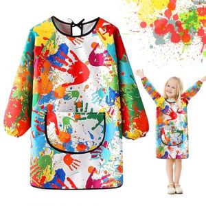 Tablier Peinture Enfant, Blouse Peinture Enfant Imperméable 6-12 Ans, Blouse Peinture En-fant Tablier, Tablier En-fant avec Poches et Manches Longues, Pour L'école Activités, Peinture, Cuisine (YIhui-EU, neuf)