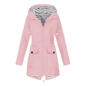 Veste de Pluie Femme Imperm&eacute;able L&eacute;g&egrave;re Rose Capuche Automne Cir&eacute; Veste a Capuche Sport Manteaux Impermeables Longue Hiver Parka Femme Impermeable Manteau Mi Saison Rose M (MOKBAY, neuf)