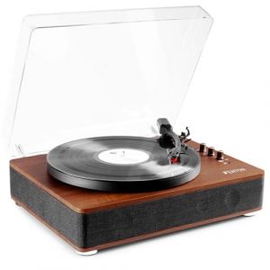 Fenton RP162D Platine Vinyle Bluetooth avec Haut-Parleurs Int&eacute;gr&eacute;s - Noyer, Lecture 33, 45 et 78 Tours, &Eacute;metteur Bluetooth, Une Platine Id&eacute;ale pour D&eacute;corer et &Eacute;couter Vos Vinyles (Sono Mat&eacute;riel, neuf)