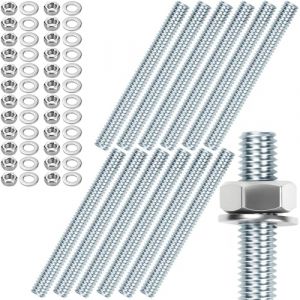 12 pi&egrave;ces Tige filet&eacute;e M6 Tiges filet&eacute;es M6 X 100mm Tige filet&eacute;e Boulon filet&eacute; Acier plaqu&eacute; zinc &Eacute;crous &agrave; six pans bleus Zinc Tiges filet&eacute;es avec 24pcs &eacute;crous hexagonaux et 24pcs rondelles (RUNZEYUNKEJI, neuf)