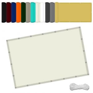 Voile d'ombrage pour Balcon Brise Vue 1.5 x 2 m UV Protection avec Oeillets Tissu Polyester Multi Couleur et Taille Toile Ombrage Auvent pour Terrasses Balcons et Jardins, Ivoire (LvLiangShiLiShiQuFengLiMaoYiYouXianGongSi, neuf)