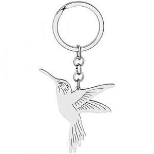 DALANE Porte-clés Oiseau Colibri Acier Inoxydable Porte-clés Colibri Cadeaux pour Femmes Filles Accessoires pour Sacs à Main (Plaqué Argent) (hang zun, neuf)