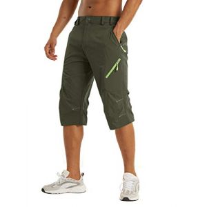 KEFITEVD Short de Marche Trois Quarts &agrave; S&eacute;chage Rapide pour Hommes Short Cargo 3/4 Respirant avec 4 Poches,Arm&eacute;e Vert, 38 (CAVVA EU, neuf)