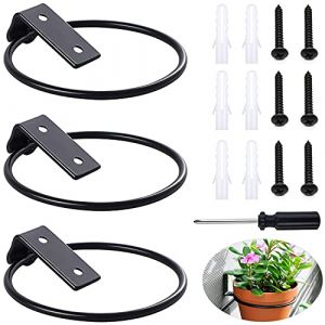 GIAK Lot de 3 Supports Muraux pour Pot de Fleurs Porte Pot de Fleur Anneau Pot Anneau Titulaire Pliable avec Vis pour Jardins Int&eacute;rieurs, Couloirs, Verdure Int&eacute;rieure (GIAKGJ, neuf)