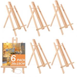ASelected Lot de 6 Chevalet Bois 30CM, Pliable et Mini pour Exposer des Peintures à Huile, Aquarelles, Cadres et Photographies (ASelected, neuf)