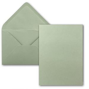Lot de 150 cartes avec enveloppes - Cartes simples au format A5 (14,8 x 21 cm) - Enveloppes au format C5 (15,4 x 22 cm) - Avec fermeture par collage humide - Eucalyptus (GUSTAV NEUSER GmbH, neuf)