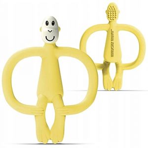 Matchstick Monkey, Anneau de dentition en silicone antimicrobien et applicateur de gel, facile à saisir, sans BPA, 3 mois et plus, 11 cm, jaune (PLANBABY, neuf)