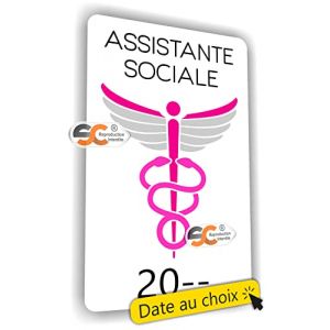 SC ® - Sticker/Autocollant - Caducée Assistante Sociale - Date Personnalisable - Type de pose Vitrophanie* (se colle sur le pare-brise à l'intérieur du véhicule) - Fabrication Française (S-C, neuf)