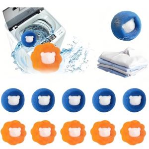 WUMZIRA Attrape Poils Machine a Laver, Boule Anti Poils Machine a Laver, Anti Poil Machine à Laver Réutilisable, Ramasse Poils Animaux Machine a Laver pour Chien Chats (Bleu & Orange) (LI SHANG RU DE DIAN, neuf)