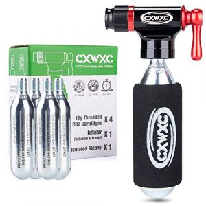 CXWXC Kit Cartouche co2 16g, Cartouches filetées CO2 de 16 g - Compatible avec Les valves Presta et Schrader (BikeAroundEurope, neuf)