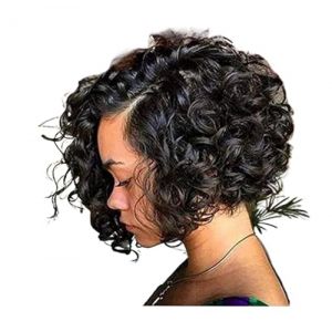 Perruque Perruques de cheveux humains boucl&eacute;s courts noirs perruques coup&eacute;es for les femmes noires perruques courtes cheveux humains perruques de mode naturelle perruques de f&ecirc;te for hommes Femmes (Haikouqiongshanquyangyuchunpifawangdian, neuf)