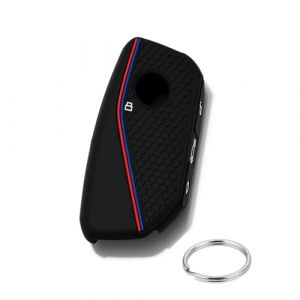 ATFIGII Housse de cl&eacute; compatible avec BMW X1 Msport X2 X5 G05 M60i X5M X6 X7 740i X3 M50 540i 2024 2025 2026 Housse de cl&eacute; en silicone Coque de protection Bo&icirc;tier A Noir Bleu (ATFIGII, neuf)