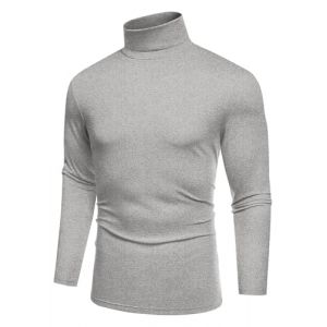 COOFANDY Pull Col Roulé Homme Fin T-Shirt Manches Longues Basique sous-Pull Slim Fit Gris Clair XL (COOFANDY EU, neuf)