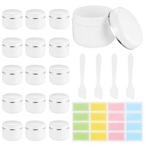 Lot de 15 pots d'échantillons cosmétiques avec couvercles, 50 ml, pots vides en plastique avec couvercles, pots d'échantillons vides pour cosmétiques, pots de voyage pour crème, maquillage, articles (ShenZhenYouJia, neuf)