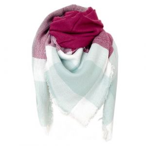 FIFTHAVE &Eacute;charpe Femme Homme Ch&acirc;le Cachemire Ecossaise Mode Ponchos Plaid Foulards Automne Hiver Oversize Cape Glands Scarf Carreaux Chaud Carr&eacute;e Souple &Eacute;tole Couvertures Rouge rose (Ysqtech, neuf)