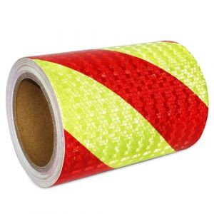 ONTWIE Ruban réfléchissant étanche, ruban réfléchissant de sécurité de 6 pouces, haute visibilité, marquage industriel, danger, robuste, avertissement de sécurité, ruban auto-adhésif - rouge/jaune (meet me, neuf)