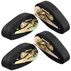 QWORK® 4 Pièces Sangles Arrimage Cliquet, 4 m Sangle d'arrimage Résistante aux Intempéries, Jeu de Sangle Arrimage, pour Kayak, Planche de Surf, vélo, Moto, Voiture (shavinglikes, neuf)