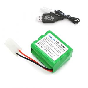 Nvizyeu 7.2v Batterie Rechargeable 1500mah nimh AA Pack Batterie pour télécommande Jouet Voiture Outil électrique avec câble de Charge USB (7.2v Carré) (nvizy, neuf)