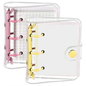 Cahier Transparent,Cahier Classeur,2 Sets Mini Classeurs 3 Anneaux Cahier,Agenda Transparent Carnet de Poche PVC avec Bouton Pression,Mini Cahier de Poche (Hsoopoe, neuf)