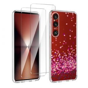 LYZXMY Coque pour Sony Xperia 1 VI 5G (6.5") Transparent Housse + 2 x Verre tremp&eacute; Protection &eacute;cran, Souple Silicone &Eacute;tui Protection Bumper TPU T&eacute;l&eacute;phone Case Cover-WM85 (SLMY, neuf)