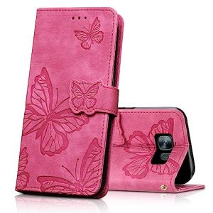 CXTcase Coque pour Samsung Galaxy S7, Housse en Cuir PU Etui à Rabat,Magnétique Pochette Portefeuille Étui de Protection pour Samsung Galaxy S7, Rose Rouge (Zhongtian Technology Company, neuf)