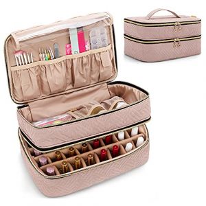 BAFASO Sac Organisateur de Vernis &agrave; Ongles pour 40 Bouteilles(15 ml - 0,5 fl.oz), Rangement pour Vernis &agrave; Ongle avec Sections de Rangement pour Outils de Manucure, &Eacute;tui pour Vernis &agrave; Ongles, Rose P&acirc;le (SILIDE EU, neuf)
