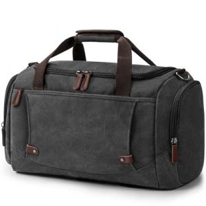 Virklyee Sac de Voyage Vintage Sac de Voyage en Cuir et Toile Sac Weekend Homme,Grande capacité 40l,Convient pour Voyage, Camping, Week - End Voyage,Toile Vintage (Noir) (OYSHOPP, neuf)