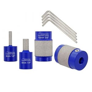 SHDIATOOL Meules diamantées pour verre pour les vitraux Tête de meule de verre, meule de verre, outils de vitrail pour meule de verre (4 pièces, 3 mm 6 mm 19 mm 25 mm) (SHDIATOOL, neuf)
