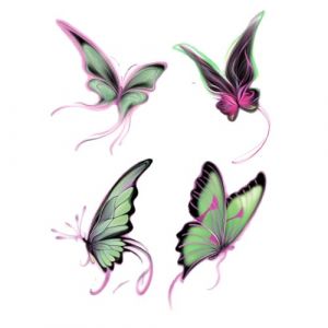 Papillon magique vert jade, fille épicée fraîche, dessin réaliste en couleur lavable, taille de bras de clavicule papillon durable, autocollants de tatouage de couleur (CHJWEIHHERT, neuf)