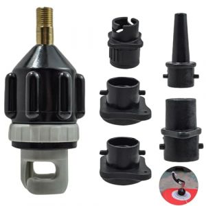 Adaptateur Gonfleur Paddle compatible pompe standard, 5 en 1 adaptateur de valve pour planche &agrave; pagaie kayak canot bateau gonflable, embout de gonflage avec 4 buses d&rsquo;air, facile &agrave; transporter (ZhangYinWen, neuf)