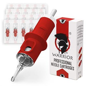 WARRIOR Cartouches aiguilles tatouage professionnelles rouges stérilisées avec au gaz Eo doublure ron 20 jetables acier chirurgical maquillage permanent pour sourcils (0.35 mm-1207RLMT) (Z&Z PUNK SHOPPING, neuf)