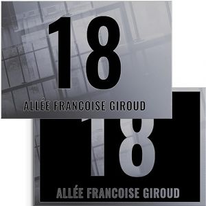 Numéro de rue moderne | plaque de rue autocollante | MIROIR 270 x 185 | Matériaux durables et inoxydables | Fabriqué en France (Pets-easy, neuf)