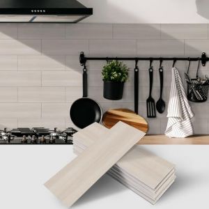 AMOYUN PVC Adhesive Sol Bois, 12 Pi&egrave;ces Dalles Revetement Adhesif Sol Salle de Bain Imperm&eacute;able 10cm x 30cm Carrelage Stickers Autocollant en Tuile Auto-Adh&eacute;sif Sticker Pour Cuisine Salon Garage (AMOYU, neuf)