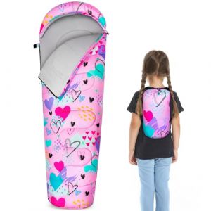 MHJY Sac de Couchage Enfant Mummie - Duvet Enfant pour Camping, Randonn&eacute;e et Int&eacute;rieur - 3 Saisons Chaud & L&eacute;ger (1,1 kg) - Id&eacute;al pour Gar&ccedil;on et Fille 4-12 Ans (178cm) (Touchhome-EU, neuf)