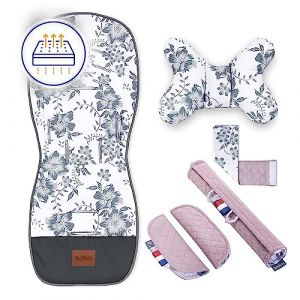 Bellochi Coussin Poussette Universel Été Matelas Poussette Universelle - Coussin Reducteur Poussette Universel et Aéré avec Coussin Anti-Choc -Coton et Velours - Pink Berry (MAYRO Store, neuf)