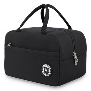 HIHIBEAR Sac Isotherme Repas 9L, Sac Lunch Box Isotherme, Sac Isotherme Repas Bureau, Lunch bag, Sac Lunch Isotherme Portable pour Bureau Voyage Pique-nique (Noir, 9L) (BALIGO, neuf)