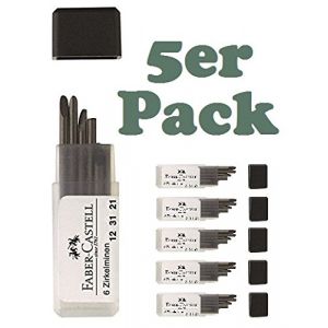 Faber-Castell Lot de 5 boîtes de 6 mines de rechange universelles pour tous les compas - Avec pointe biseautée - Dureté H - Longueur : 25 mm - Pour tous les modèles de compas (Technikus, neuf)