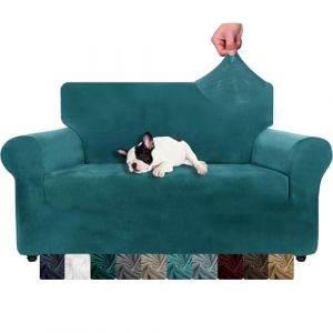 XINEAGE Housse de Canap&eacute; 2 Places en Velours, Housses de Canap&eacute; Extensible, Housses de Canap&eacute; Super Douces pour Chiens et Chats (2 Places,Paon Bleu) (XINEAGE FR, neuf)