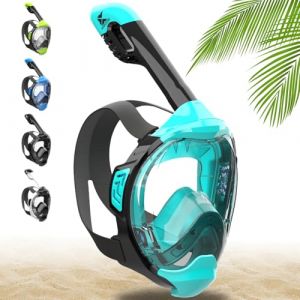 Khroom Masque de plongée en apnée pour Adultes et Enfants - Seaview Y | sans Danger au Niveau du CO2 | Masque intégral | Équipement de plongée avec Masque Complet / Easy-Breathing (SM Turquoise) (Varento, neuf)