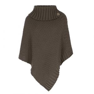 Knit Factory - Nicky Poncho Tricot&eacute; - Cape Femme - Poncho Femme - Poncho pour l&rsquo;Automne et l&rsquo;Hiver - Poncho en Laine et Acrylique - avec col &eacute;charpe - Cappuccino - Taille Unique (Knit Factory, neuf)